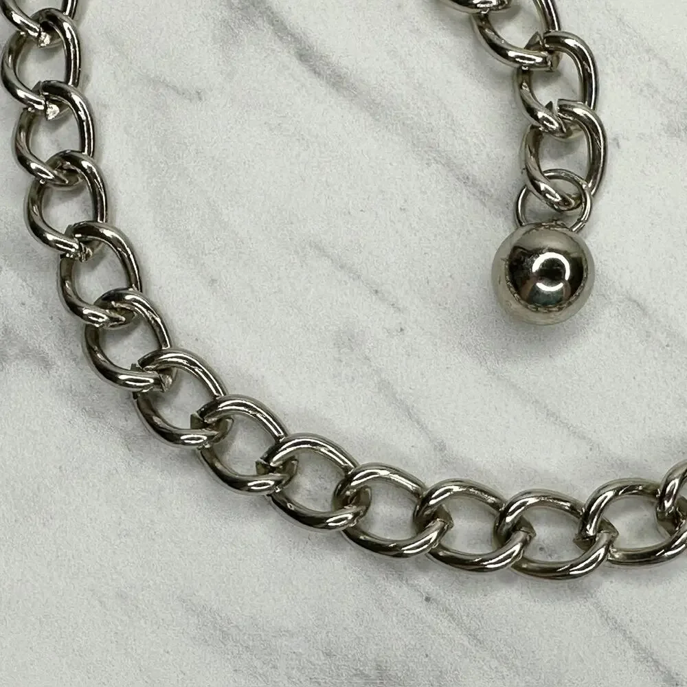 Womens Rhinestone Butterfly Chain Belt Silver Tone Chunky XS/Small ✨